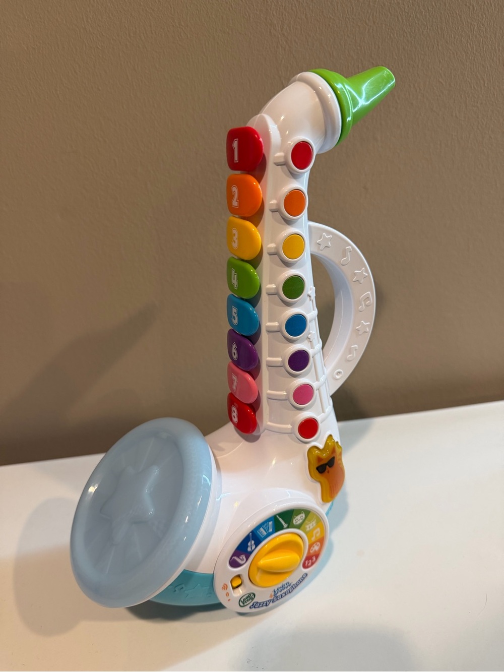 White Kids Saxophone Toy with Rainbow Keys